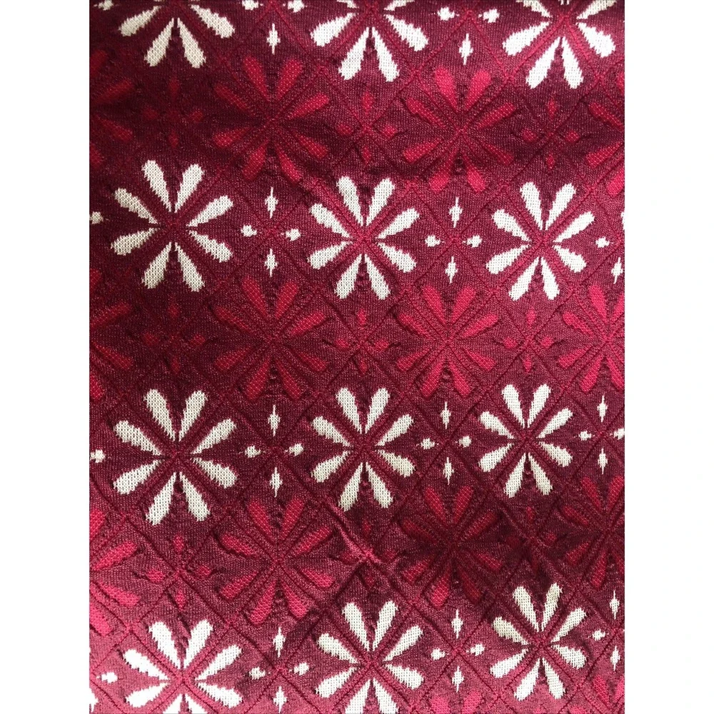Vintage 60s Doubleknit Fabric Floral Print Retro Burgundy 1.5 Yards 60